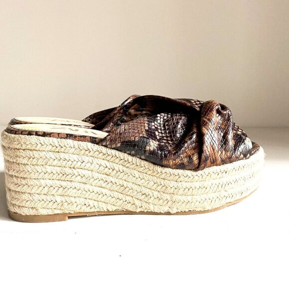 Zara Snakeskin  Jute Wedge Slip on Chunky Platform Espadrilles 39 - Picture 1 of 6